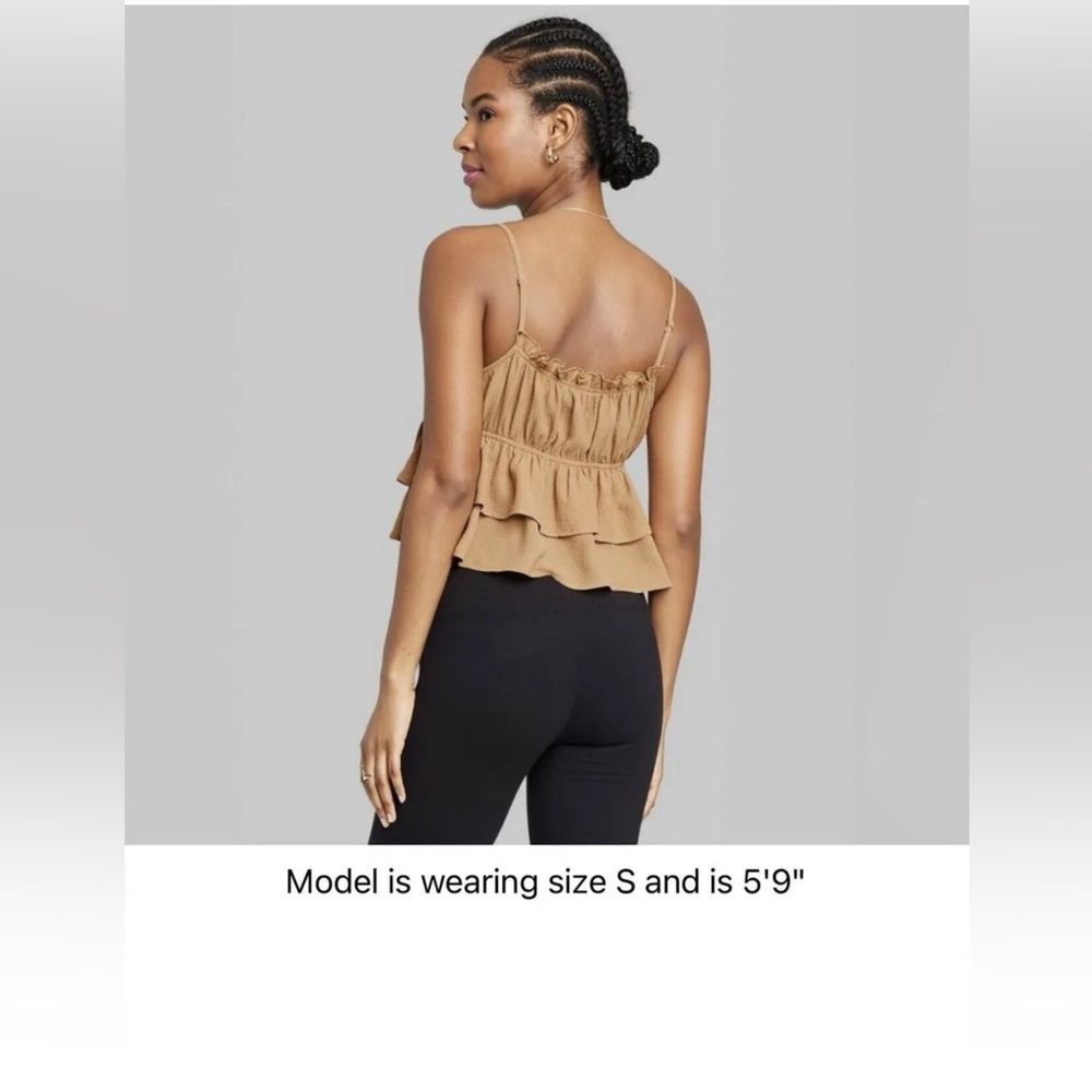 🆕#3 Wild Fable NWT ruffled cami crop top in a beautiful camel color. SIZE MED - Picture 2 of 10